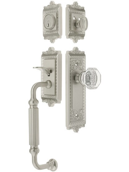 Windsor Entry Lock Set in Satin Nickel Finish with Chambord Knob and